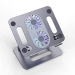 ⁦ستاند لابتوب معدني مع مروحة تبريد بورودو حامل لاب توب قابل للتعديل مع مروحة تبريد - رمادي⁩ - الصورة ⁦2⁩