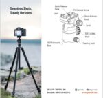 ⁦ستاند للكاميرا مع ستاند للهاتف حامل ثلاثي من الألومنيوم من بورودو احترافي بارتفاع 155 سم⁩ - الصورة ⁦3⁩