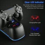 ⁦منصة شحن لاجهزة البلايستيشن4 دوك شحن وحدة التحكم، دوك شحن لوحدة التحكم Ps4 المتطورة برقاقة شحن سريعة 2 ساعات، مجهزة بمؤشر ضوئ⁩ - الصورة ⁦4⁩