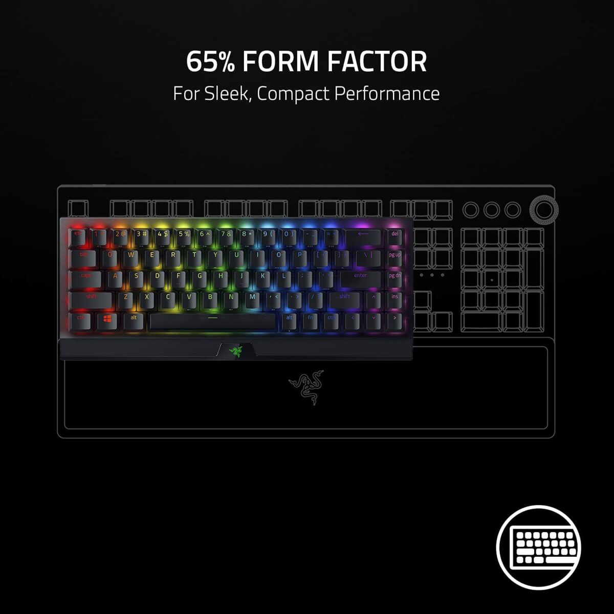 ⁦كيبورد جيمنج ميكانيكي ريزر Razer BlackWidow V3 Mini HyperSpeed ​​Phantom Edition 65% لوحة مفاتيح ميكانيكية اوبن بوكس⁩ - الصورة ⁦6⁩