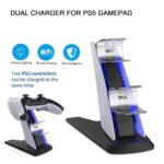 شاحن مزدوج لتحكم Ps5 ،بشريحة حماية ومؤشر Led، نوع شحن مزدوج لمحطة Ps5 للوحدات التحكم، يمكن شحن متحكمين في الوقت نفسه، حامل شح