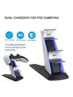 شاحن مزدوج لتحكم Ps5 ،بشريحة حماية ومؤشر Led، نوع شحن مزدوج لمحطة Ps5 للوحدات التحكم، يمكن شحن متحكمين في الوقت نفسه، حامل شح