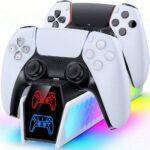 ⁦قاعدة الشحن اللاسلكية لتحكم PS5 ، قاعدة شحن توأم متوافقة مع تحكم Play Station5 ، مع ضوء RGB كوانتوم وسطوع قابل للتعديل⁩ - الصورة ⁦2⁩