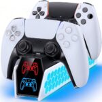 ⁦قاعدة الشحن اللاسلكية لتحكم PS5 ، قاعدة شحن توأم متوافقة مع تحكم Play Station5 ، مع ضوء RGB كوانتوم وسطوع قابل للتعديل⁩ - الصورة ⁦3⁩