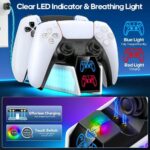 ⁦قاعدة الشحن اللاسلكية لتحكم PS5 ، قاعدة شحن توأم متوافقة مع تحكم Play Station5 ، مع ضوء RGB كوانتوم وسطوع قابل للتعديل⁩ - الصورة ⁦5⁩