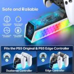⁦قاعدة الشحن اللاسلكية لتحكم PS5 ، قاعدة شحن توأم متوافقة مع تحكم Play Station5 ، مع ضوء RGB كوانتوم وسطوع قابل للتعديل⁩ - الصورة ⁦7⁩