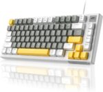 كيبورد جيمنج سوتش احمر لوحة مفاتيح ميكانيكية MageGee، لوحة مفاتيح سلكية للألعاب بإضاءة خلفية ولوحة مفاتيح USB رفيعة للغاية مع