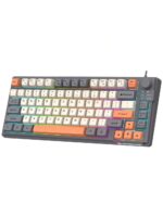 كيبورد جيمنج لوحة مفاتيح للألعاب بنسبة 85%، مفاتيح دوارة بغشاء رقيق خفيف RGB، واجهة USB، لوحة مفاتيح سلكية باللون الأبيض والأ