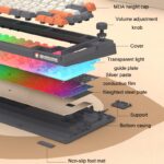 ⁦كيبورد جيمنج لوحة مفاتيح للألعاب بنسبة 85%، مفاتيح دوارة بغشاء رقيق خفيف RGB، واجهة USB، لوحة مفاتيح سلكية باللون الأبيض والأ⁩ - الصورة ⁦5⁩