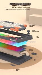 ⁦كيبورد جيمنج XUNFOX K81 لوحة مفاتيح سلكية بمنفذ USB 3 ألوان MDA غطاء كروي RGB بإضاءة خلفية ميكانيكية للمكتب والألعاب⁩ - الصورة ⁦5⁩