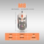 ⁦ماوس جيمنج ماوس ألعاب سلكي فائق الخفة من KUIYN 383 PRO، هيكل قرص العسل خفيف الوزن، 6 ماوس بإضاءة خلفية للتنفس RGB، 6 DPI 6400⁩ - الصورة ⁦4⁩