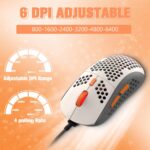 ⁦ماوس جيمنج ماوس ألعاب سلكي فائق الخفة من KUIYN 383 PRO، هيكل قرص العسل خفيف الوزن، 6 ماوس بإضاءة خلفية للتنفس RGB، 6 DPI 6400⁩ - الصورة ⁦7⁩