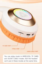 ⁦سماعة بلوتوث سماعات رأس بلوتوث لاسلكية مع ميكروفون، ستيريو هاي فاي، إضاءة LED، إلغاء الضوضاء، زمن وصول منخفض للألعاب والمكالم⁩ - الصورة ⁦8⁩