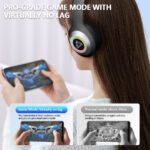 ⁦سماعة بلوتوث سماعات رأس بلوتوث لاسلكية مع ميكروفون، ستيريو هاي فاي، إضاءة LED، إلغاء الضوضاء، زمن وصول منخفض للألعاب والمكالم⁩ - الصورة ⁦12⁩