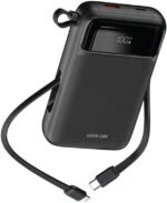 بور بانك 20 الف مع كيبلات مدمجة وشاحن لاسلكي Green Lion Luzern 20K mAh MagSafe – أسود