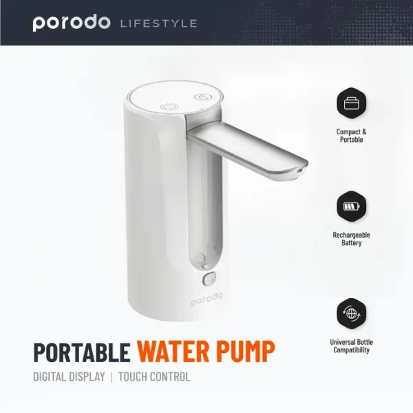 مضخة ماء للسفر قابل للطي مضخة مياه محمولة من بورودو لايف ستايل،مع شاشة رقمية وتحكم باللمس