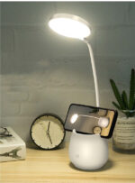 مصباح مكتبي مع حاملة اقلام وستاند هاتف مصباح قراءة LED قابل لإعادة الشحن احصل على حلول الإضاءة الأكثر سطوعًا والأكثر ديمومة