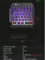 ⁦ربع كيبورد جيمنج لوحة مفاتيح لليد الواحدة، كيبورد الألعاب للأجهزة اللوحية والهواتف المحمولة،⁩ - الصورة ⁦5⁩