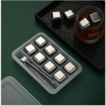 ⁦مكعبات ثلج غير قابلة للذوبان مكعبات الثلج من الفولاذ المقاوم للصدأ ستان ستيل 6 قطع (بدون  ملقط)⁩ - الصورة ⁦2⁩