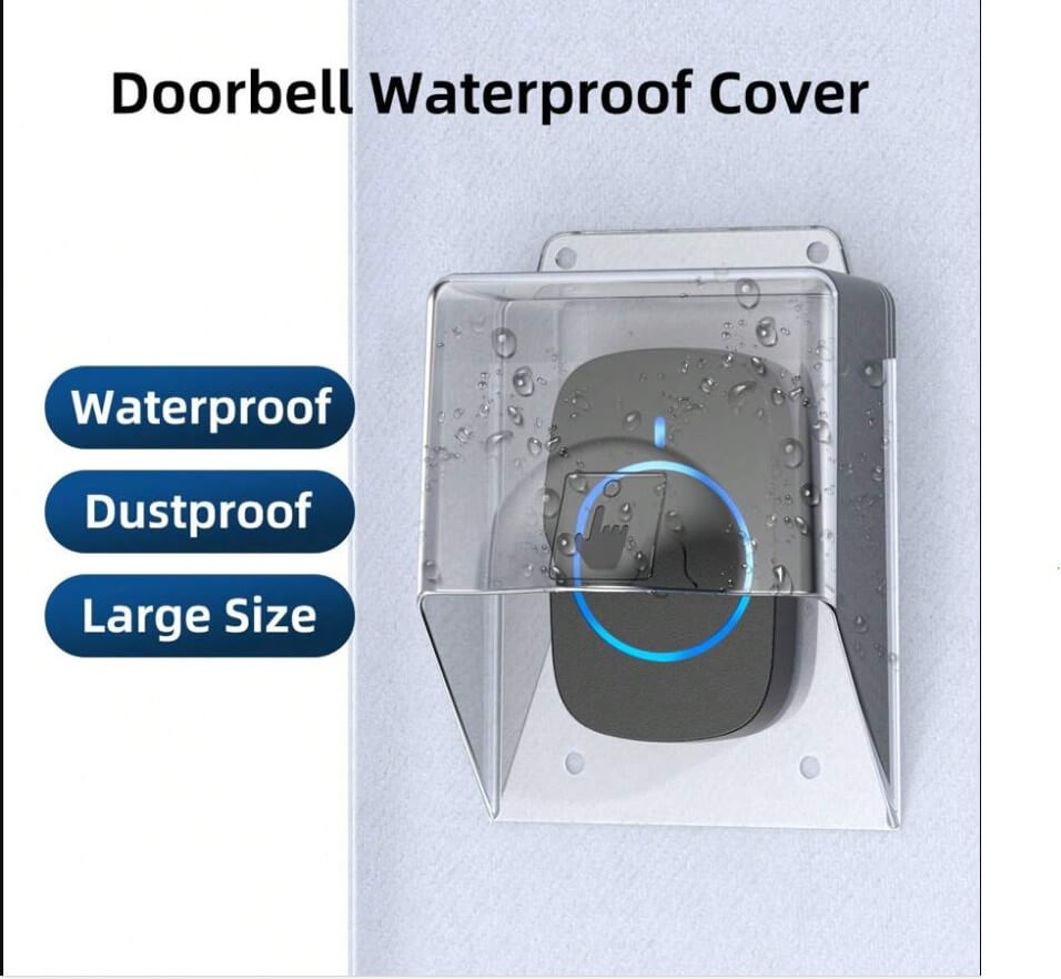 10703-products-6717a230e7dec.jpg غطاء جرس الباب مقاوم للماء، غطاء جرس الباب اللاسلكي المطري الشفاف للحماية (لا يشمل جرس الباب) - الصورة 1