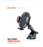 ⁦حامل سيارة عالمي قابل للدوران 360 درجة من مادة ABS+Silicone من Porodo - أسود⁩ - الصورة ⁦3⁩