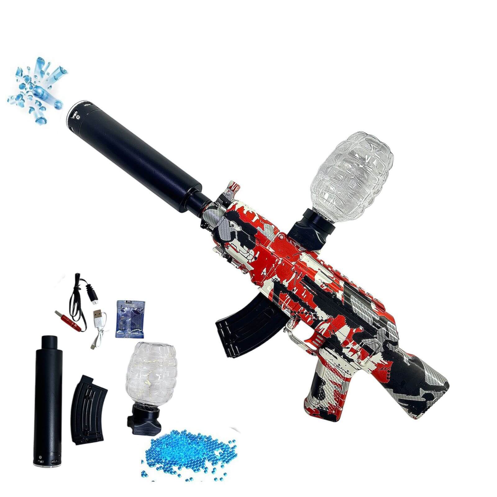 10752-products-674c82f5a311f.jpg رشاش خرز الكرات الهلامية AK47 يأتي مع كاتم اطلاق اضاءة نارية عند خروج الرصاصة اوتماتيك مع 500 كرة (مسدس خرز - الصورة 1