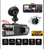 كاميرا السيارة الرقمية ذات 3 عدسات مع شاشة IPS مقاس 2 بوصة، كاميرا السيارة الأمامية والخلفية الداخلية ذات ZKCAMSPY