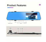 ⁦مرآة سيارة مع داش كام بدقة 1080 تسجيل فيديو وتصوي ليلي ومستشعر بجودة فائقة بشاشة 5 بوصة عالية الدقة مع كاميرا خلفية⁩ - الصورة ⁦6⁩