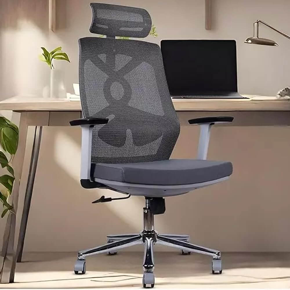 10763-products-674d5cdc71f0e.jpg كرسي جيمنج كرسي مكتبي شبكي مريح دوار مع مقعد مبطن ، ارتفاع قابل للتعديل - رمادي - الصورة 1