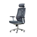 ⁦كرسي جيمنج كرسي مكتبي شبكي مريح دوار مع مقعد مبطن ، ارتفاع قابل للتعديل - رمادي⁩ - الصورة ⁦3⁩