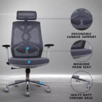 ⁦كرسي جيمنج كرسي مكتبي شبكي مريح دوار مع مقعد مبطن ، ارتفاع قابل للتعديل - رمادي⁩ - الصورة ⁦7⁩