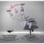 ⁦كرسي جيمنج كرسي مكتبي شبكي مريح دوار مع مقعد مبطن ، ارتفاع قابل للتعديل - رمادي⁩ - الصورة ⁦9⁩