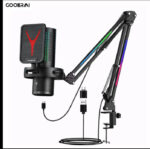 مايك جيمنج احترافي Gooermi GM7S المكتبي، ميكروفون مكثف سلكي للكمبيوتر والهواتف والسوني، اضاءة RGB