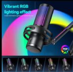 ⁦مايك جيمنج احترافي Gooermi GM7S المكتبي، ميكروفون مكثف سلكي للكمبيوتر والهواتف والسوني، اضاءة RGB⁩ - الصورة ⁦4⁩