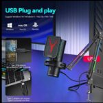 ⁦مايك جيمنج احترافي Gooermi GM7S المكتبي، ميكروفون مكثف سلكي للكمبيوتر والهواتف والسوني، اضاءة RGB⁩ - الصورة ⁦6⁩