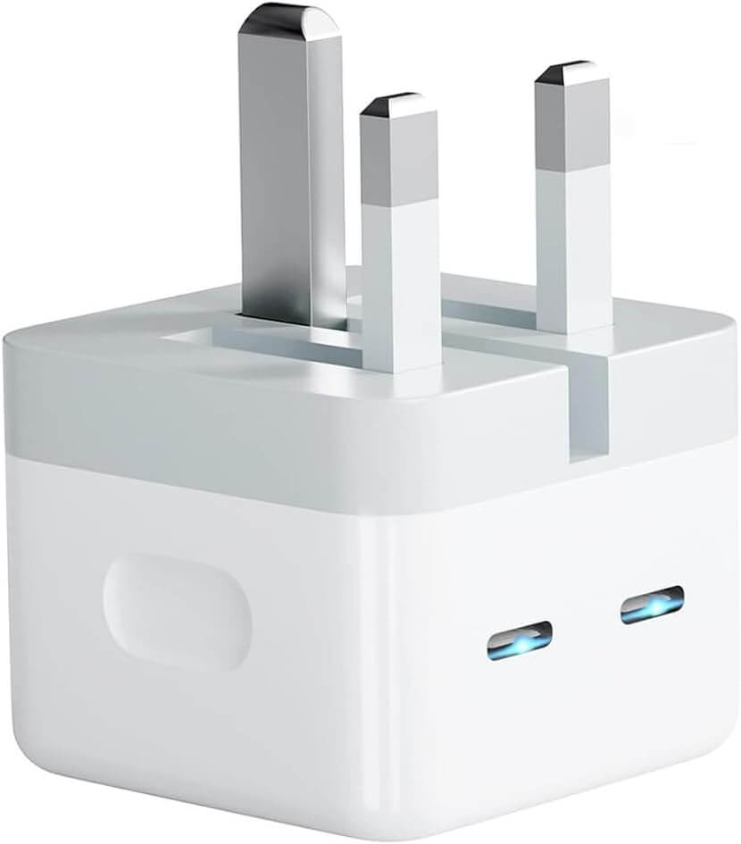 10819-products-6784a31e391ca.jpg ادابتر ابل تقليد درجة اولى جوده عالية قابس USB C مزدوج قابس شاحن سريع بقوة 50 وات للايفون النسخة البريطانية - الصورة 1