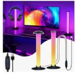 مصباح اضاءة LED RGB للجانبين مع ستاند للسماعة ، ضوء ألعاب سطح المكتب USB ، ضوء محيط متغير اللون متعدد الألوان مع حامل سماعات