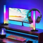 ⁦مصباح اضاءة LED RGB للجانبين مع ستاند للسماعة ، ضوء ألعاب سطح المكتب USB ، ضوء محيط متغير اللون متعدد الألوان مع حامل سماعات⁩ - الصورة ⁦4⁩