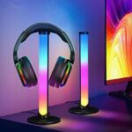 ⁦مصباح اضاءة LED RGB للجانبين مع ستاند للسماعة ، ضوء ألعاب سطح المكتب USB ، ضوء محيط متغير اللون متعدد الألوان مع حامل سماعات⁩ - الصورة ⁦7⁩