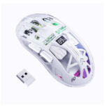 ماوس جيمنج احترافي ماوس ألعاب لاسلكي شفاف مع عرض مستوى البطارية من FREEWOLF X ZIYOU LANG A2 ، بلوتوث/2.4 جيجا هرتز لأجهزة الك