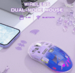 ⁦ماوس جيمنج احترافي ماوس ألعاب لاسلكي شفاف مع عرض مستوى البطارية من FREEWOLF X ZIYOU LANG A2 ، بلوتوث/2.4 جيجا هرتز لأجهزة الك⁩ - الصورة ⁦6⁩