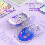 ⁦ماوس جيمنج احترافي ماوس ألعاب لاسلكي شفاف مع عرض مستوى البطارية من FREEWOLF X ZIYOU LANG A2 ، بلوتوث/2.4 جيجا هرتز لأجهزة الك⁩ - الصورة ⁦7⁩
