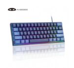كيبورد جيمنج لوحة مفاتيح ميمبرين صغيرة محمولة بلون أزرق داكن ب- 61 مفتاحًا وإضاءة Rgb خلفية مناسبة لجهاز الكمبيوتر المكتبي في
