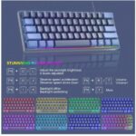 ⁦كيبورد جيمنج لوحة مفاتيح ميمبرين صغيرة محمولة بلون أزرق داكن ب- 61 مفتاحًا وإضاءة Rgb خلفية مناسبة لجهاز الكمبيوتر المكتبي في⁩ - الصورة ⁦4⁩