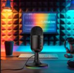 مايك جيمنج ميكروفون USB متعدد الاتجاهات من Porodo Gaming مع زر كتم الصوت وأضواء RGB، متوافق مع Windows وMac، واجهة USB 2.0، ا