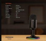 ⁦مايك جيمنج ميكروفون USB متعدد الاتجاهات من Porodo Gaming مع زر كتم الصوت وأضواء RGB، متوافق مع Windows وMac، واجهة USB 2.0، ا⁩ - الصورة ⁦9⁩