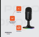 ⁦مايك جيمنج ميكروفون USB متعدد الاتجاهات من Porodo Gaming مع زر كتم الصوت وأضواء RGB، متوافق مع Windows وMac، واجهة USB 2.0، ا⁩ - الصورة ⁦11⁩