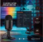 ⁦مايك جيمنج ميكروفون USB متعدد الاتجاهات من Porodo Gaming مع زر كتم الصوت وأضواء RGB، متوافق مع Windows وMac، واجهة USB 2.0، ا⁩ - الصورة ⁦13⁩