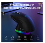 ⁦ماوس جيمنج FREEWOLF فأرة ألعاب لاسلكية FREEWOLF Attack Shark X11 خفيفة جدًا بوزن 59 جرام، بقاعدة شحن مغناطيسية مع إضاءة RGB،⁩ - الصورة ⁦6⁩