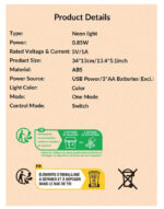 ⁦اضاءة البرق زخرفة نيون على شكل برق ، يعمل بالبطارية و USB، لمبة ديكور حائط/غرفة نوم مبتكرة بتقنية LED للأطفال، عيد الميلاد،⁩ - الصورة ⁦3⁩